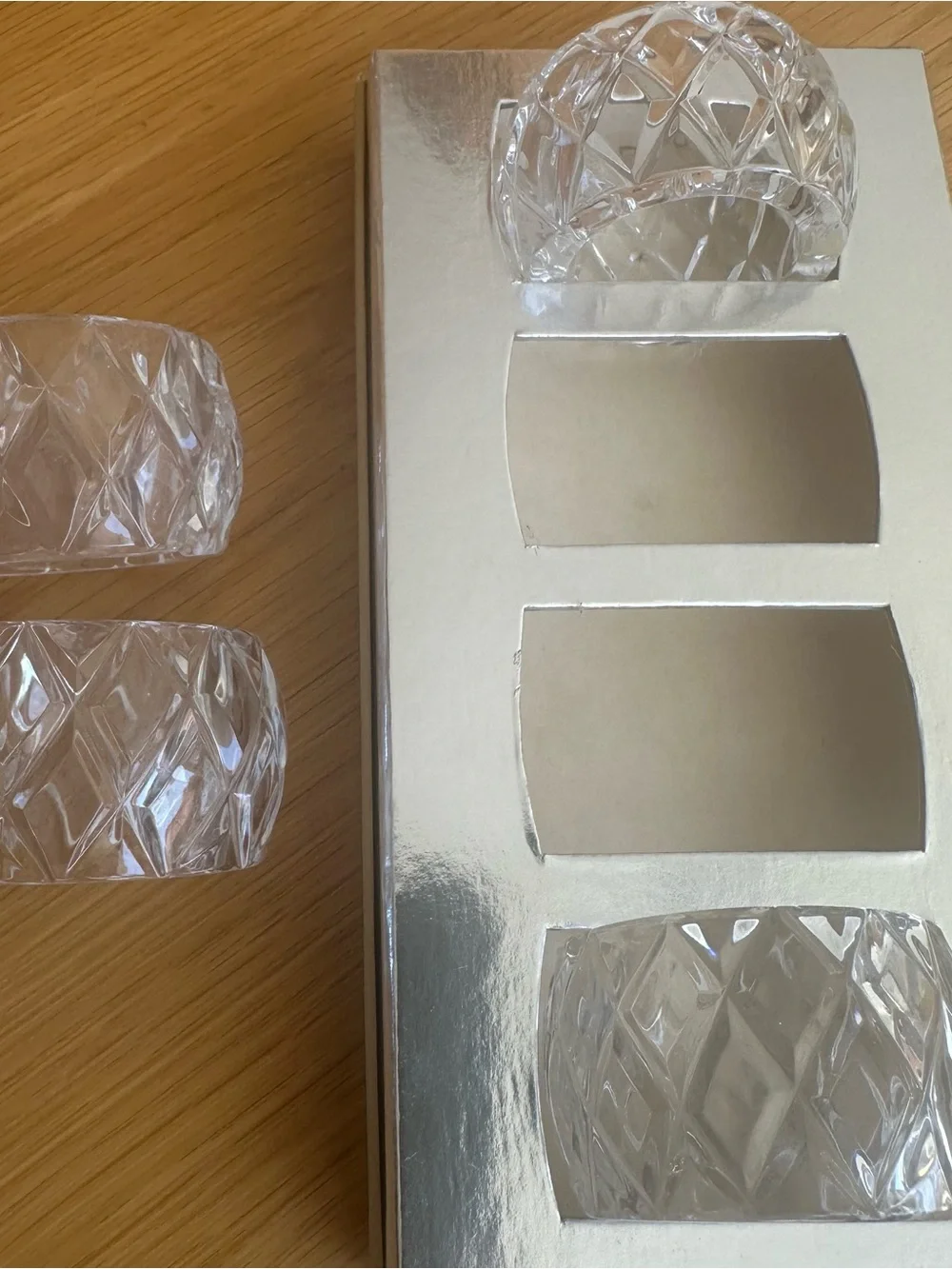 Clear Crystal Napkin Rings - Set of 4
